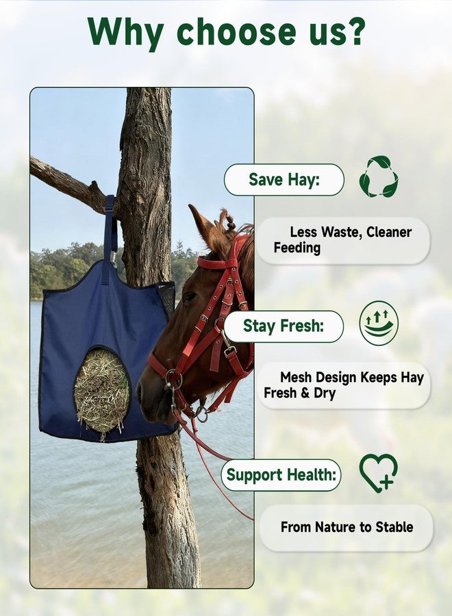 Gydoty Hay Feeder for Goats and Horses - Slow Feed Design, Heavy Duty Hanging Hay Bag for Barn, Trailer & Paddock, Easy to Hang & Clean(1pcs, Navy Blue) - Image 5