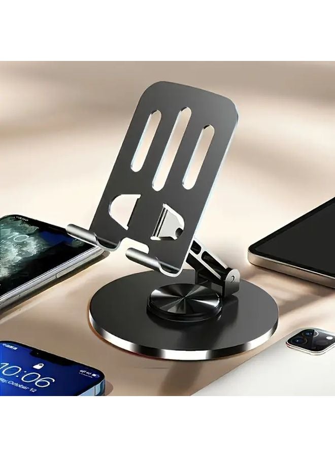 Grey Metal Phone Stand 360 Rotatable Sturdy Durable Anti Slip Base Multi Angle Use - Image 2