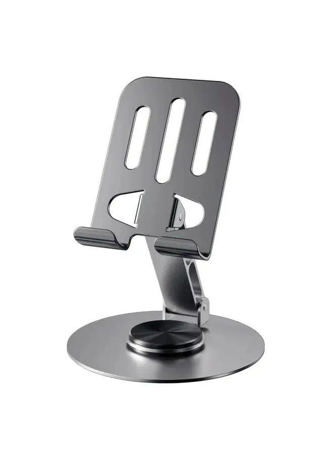 Grey Metal Phone Stand 360 Rotatable Sturdy Durable Anti Slip Base Multi Angle Use - Image 1