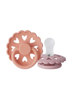 FRIGG Pack Of 2 Fairytale Silicone Baby Pacifier 0-6M, Pretty In Peach/Primrose - Size 1 