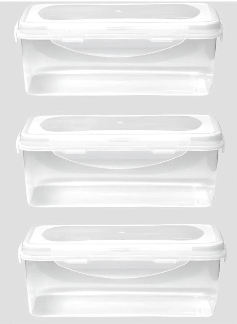 Alissa Set of 3 Premium Plastic Food Storage Containers – Airtight, Reusable & BPA-Free – 18x11.5x6.5cm – Ideal for Meal Prep, Lunch, & Leftovers - Image 1