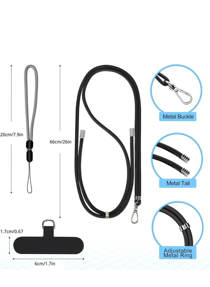 تي نيوفون مجموعة حبل تعليق الهاتف - حزام رقبة قابل للتعديل (66 سم) + حزام معصم (20 سم) + علامتي ربط غير لاصقتين - حامل عالمي بدون استخدام اليدين لأجهزة iPhone وAndroid والمزيد (رمادي غامق) - Image 3