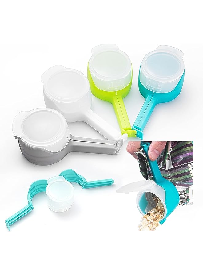 Raxoom Food Sealing Clips Air-Tight Seal Multi-Functional Sealing Clip Food Preservation Sealing Clip Tea Moisture-Proof Discharge Nozzle Plastic Bag Clip Sealing, Outflow Spout 4-Piece Set - Image 1