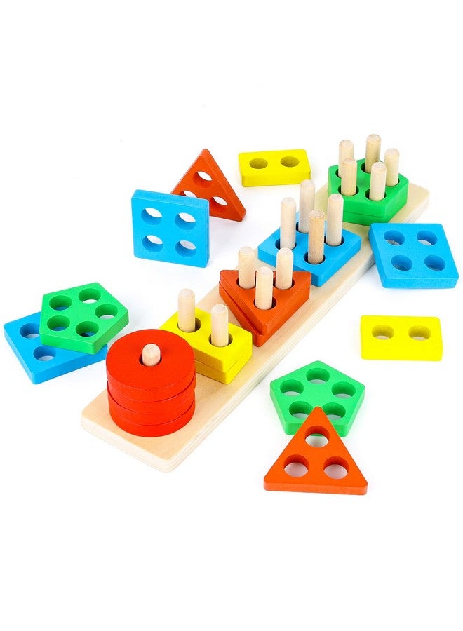 3 otters 3 قناديل خشبية حسية للأطفال الصغار أنشطة التعلم والترتيب والتركيب مونتيسوري 20 قطعة - Image 1