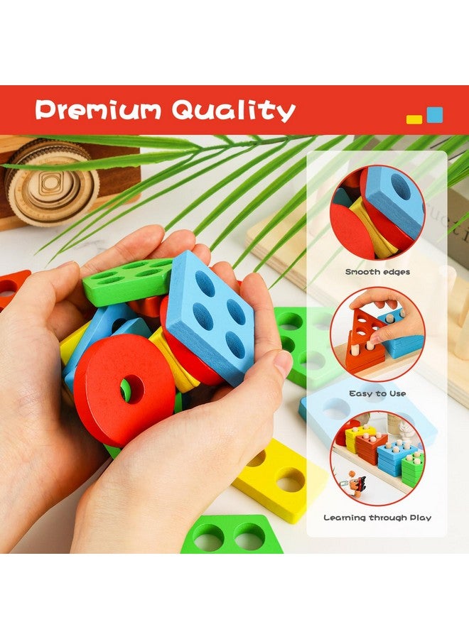 3 otters 3 قناديل خشبية حسية للأطفال الصغار أنشطة التعلم والترتيب والتركيب مونتيسوري 20 قطعة - Image 3