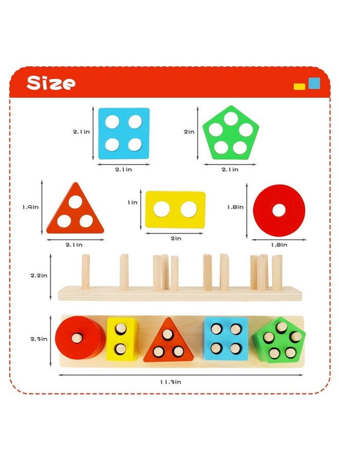 3 otters 3 قناديل خشبية حسية للأطفال الصغار أنشطة التعلم والترتيب والتركيب مونتيسوري 20 قطعة - Image 2