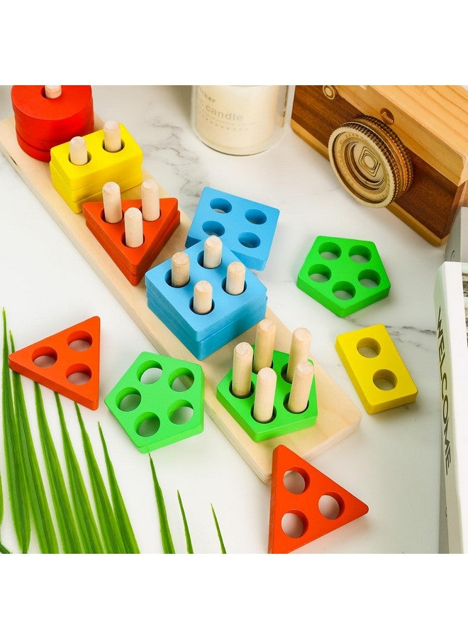 3 otters 3 قناديل خشبية حسية للأطفال الصغار أنشطة التعلم والترتيب والتركيب مونتيسوري 20 قطعة - Image 5