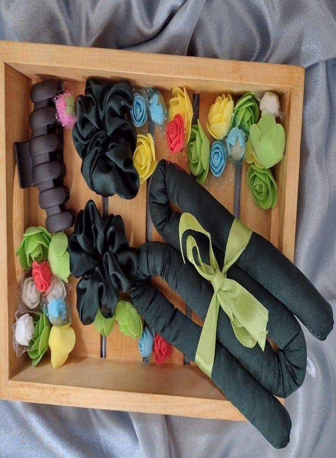 VIYANSHI Silk curling ribbon, heatless hair curling set with 2 Scrunchies, silk satin curler ribbon set, heatless curls (Black, Pack of 1) - Image 3