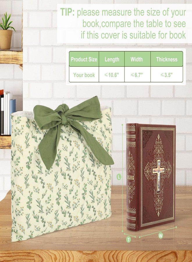 EVERDIJ Quilted Bow Bible Sleeve Book Cover - Internal Storage Pocket, Flower Bible Sleeve Cover for Women, Washable for Paperbacks Pouch with Pockets, for Women Girls Book Lover Gifts - Image 5