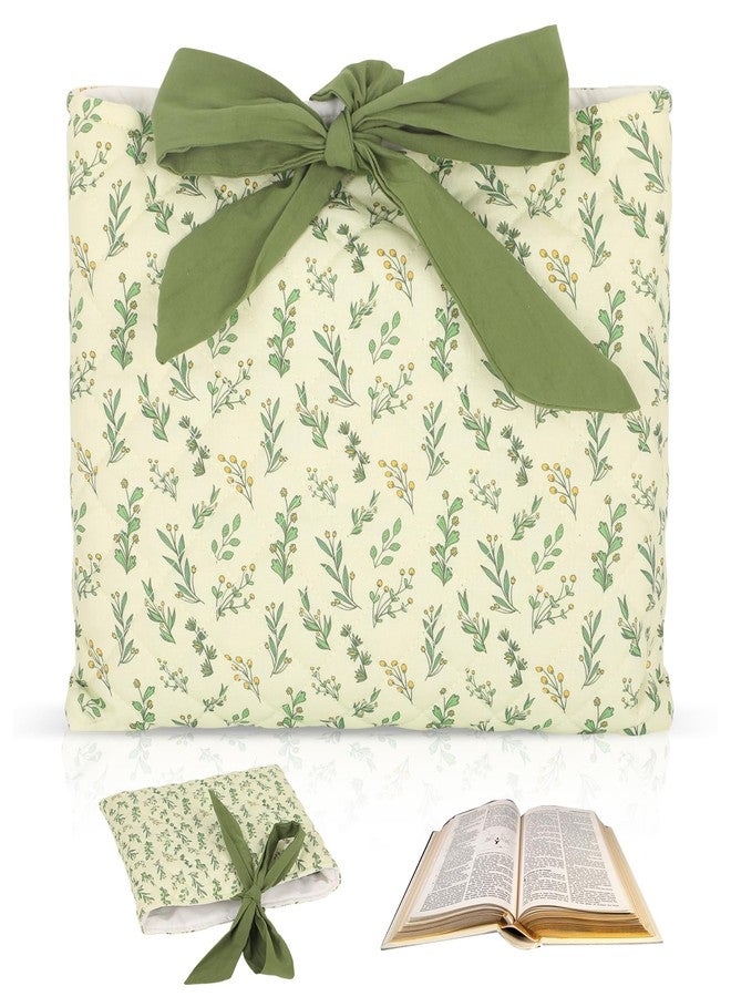 EVERDIJ Quilted Bow Bible Sleeve Book Cover - Internal Storage Pocket, Flower Bible Sleeve Cover for Women, Washable for Paperbacks Pouch with Pockets, for Women Girls Book Lover Gifts - Image 1