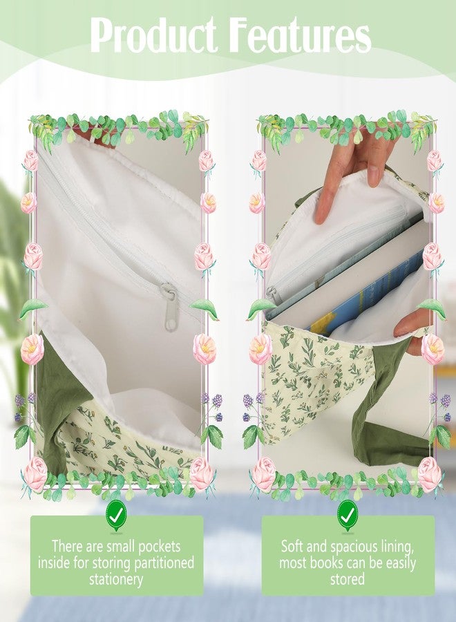 EVERDIJ Quilted Bow Bible Sleeve Book Cover - Internal Storage Pocket, Flower Bible Sleeve Cover for Women, Washable for Paperbacks Pouch with Pockets, for Women Girls Book Lover Gifts - Image 2