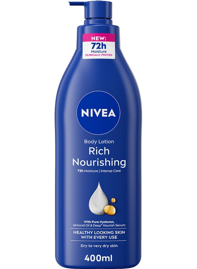 NIVEA Body Lotion for Dry to Very Dry Skin, Rich Nourishing, 5in1 Complete Care, 72H Intense Moisture, 400ml