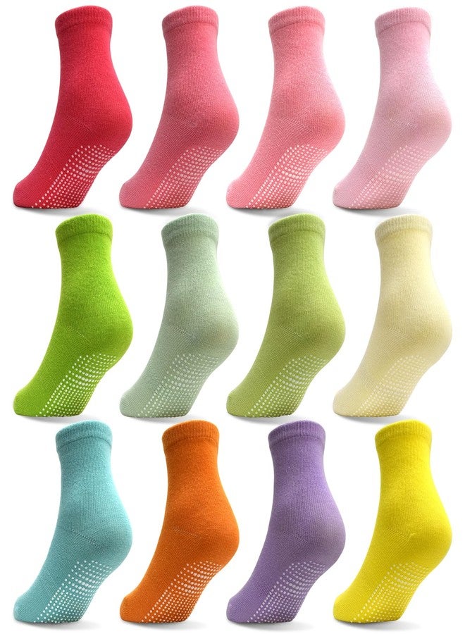 Tphon Baby Socks with Grippers,12 Pairs Non Slip Socks for 1-3 Years Toddler Kids Anti Skid Cute Boys Girls Socks - Image 1