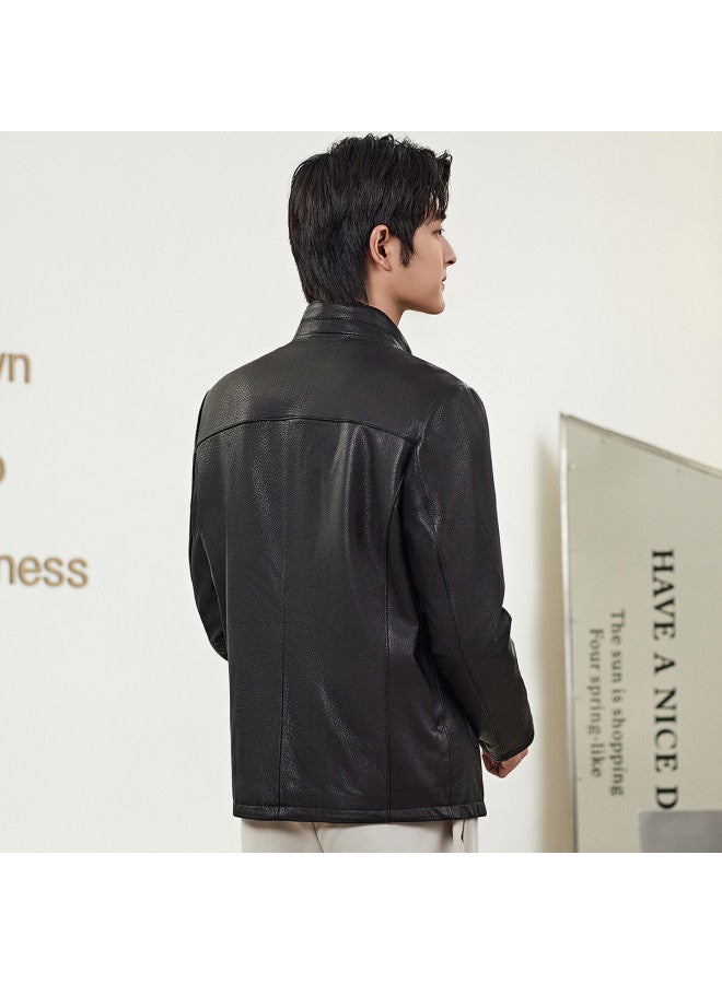 Fapai Winter Casual Warm Men's Genuine Leather Jacket - Image 3