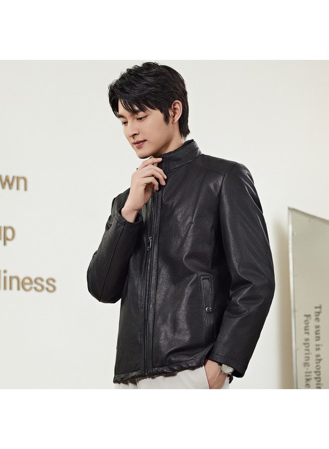 Fapai Winter Casual Warm Men's Genuine Leather Jacket - Image 4