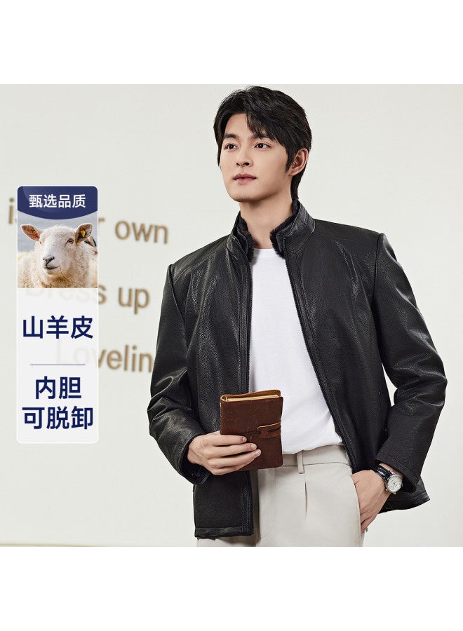 Fapai Winter Casual Warm Men's Genuine Leather Jacket - Image 2