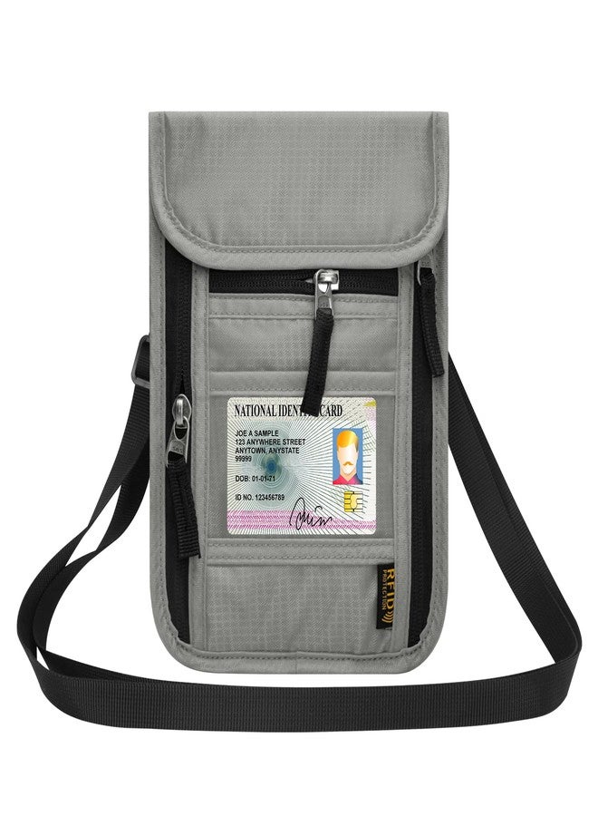 HOTEMIA Neck Wallet for Travel,Passport Holder Neck Pouch for Men Women with Adjustable Neck Strap and RFID Blocking, Grey - Image 1