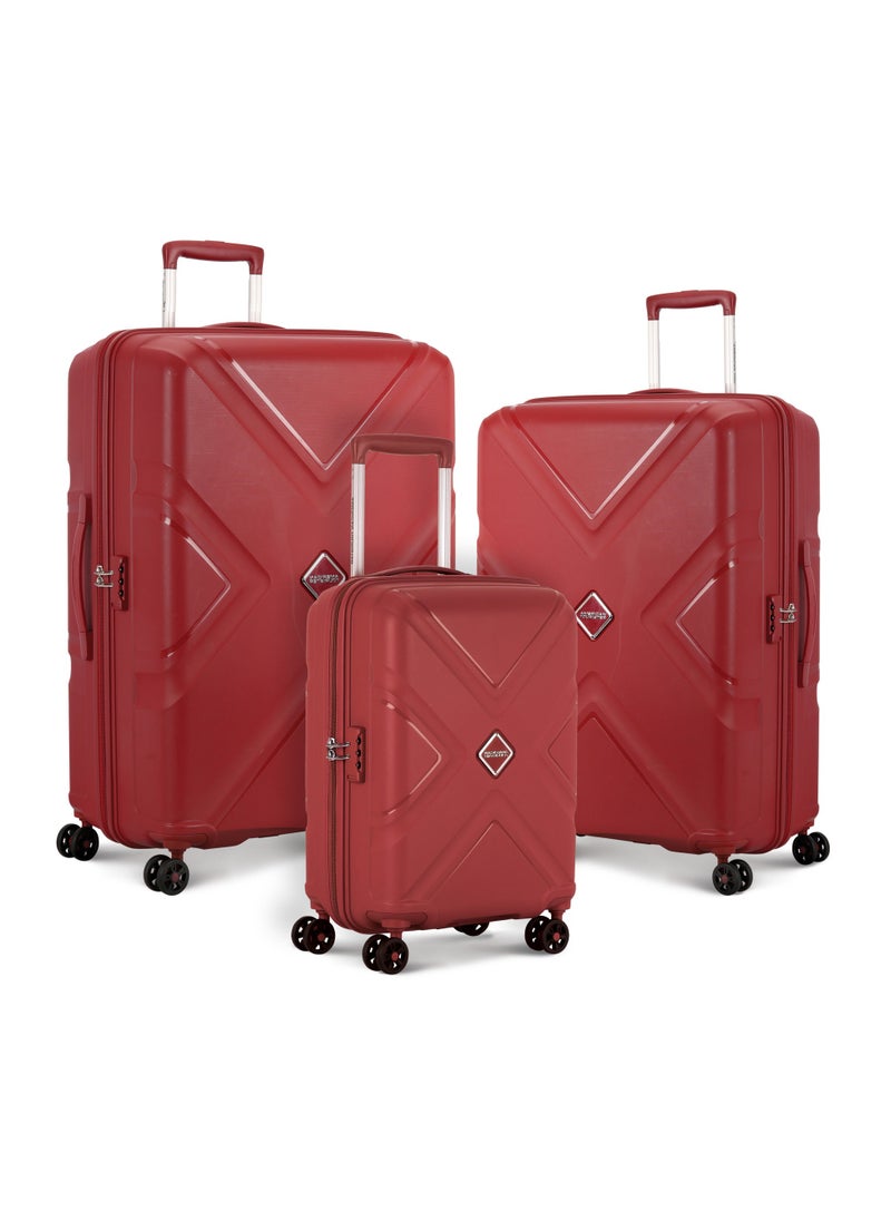 AMERICAN TOURISTER KROSS  HARD SPINNER LUGGAGE 3 PCS SET  55/68/79  RED  - Image 1