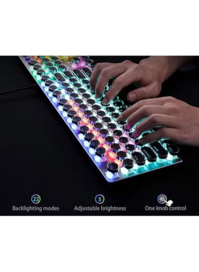 كيبورد بإضاءة LED – 108 مفاتيح دائرية، تصميم متين، متوافق مع أنظمة متعددة، مريح للكمبيوتر واللاب توب - Image 2