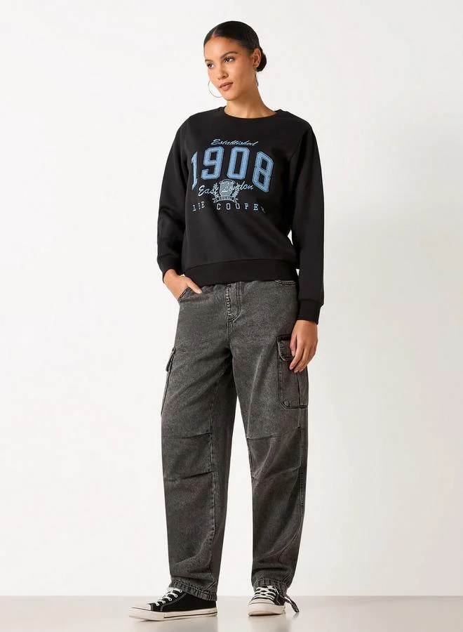 Lee Cooper Lee Cooper Applique Detail Cotton Sweatshirt with Long Sleeves