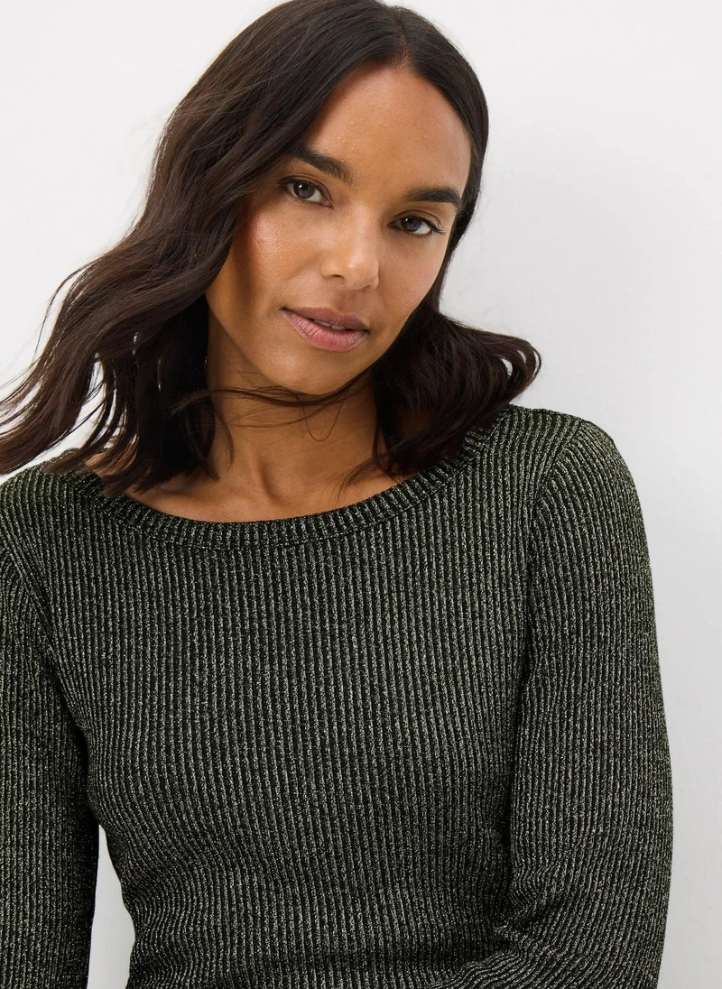 Matalan Black Long Sleeve Lurex Top