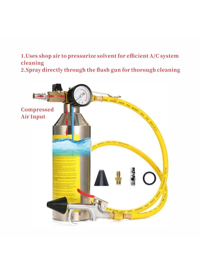 Automotive AC Flush Kit, Professional A/C Air Conditioner System Cleaning Tool with Pressure Gauge & Hose, Compatible with R134a R12 R22 R404a R410a for Car, Truck & HVAC Maintenance - Image 5