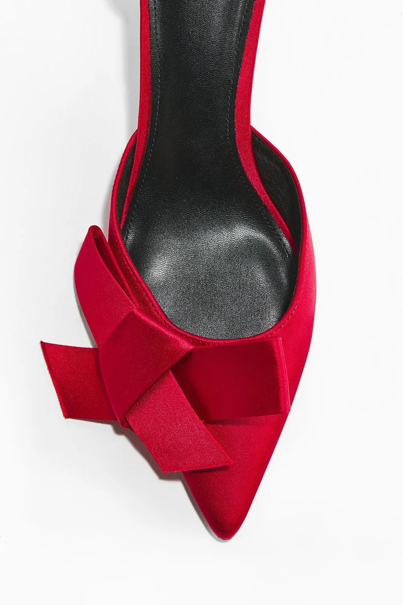 H&M Bow-detail satin court shoes