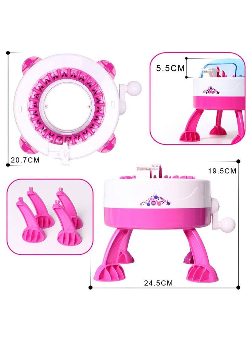 Rose Red Cylinder Children'S Hand-Cranked Knitting Machine Diy Creative Wool Hat Scarf Socks Rotary Double-Layer Knitting Machine Kit Suitable For Adults And Children  - Image 2