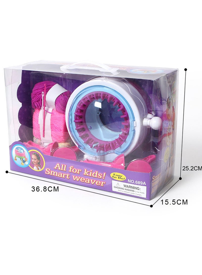 Rose Red Cylinder Children'S Hand-Cranked Knitting Machine Diy Creative Wool Hat Scarf Socks Rotary Double-Layer Knitting Machine Kit Suitable For Adults And Children  - Image 3