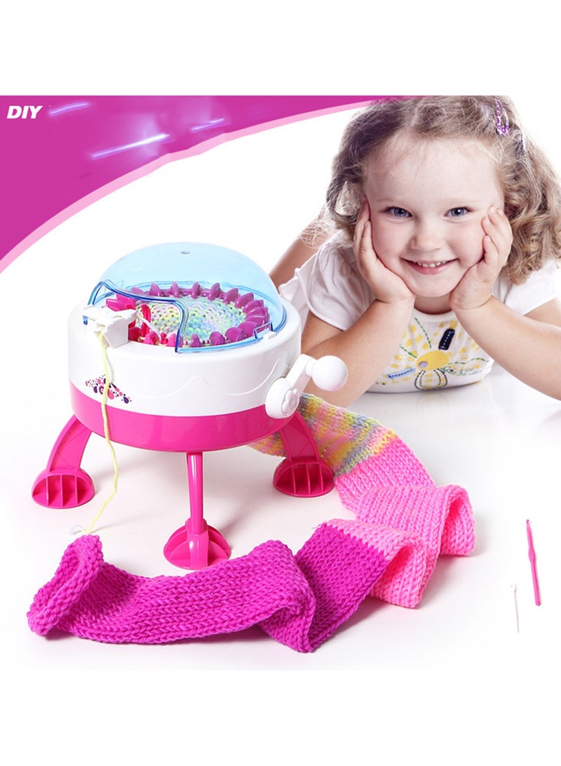 Rose Red Cylinder Children'S Hand-Cranked Knitting Machine Diy Creative Wool Hat Scarf Socks Rotary Double-Layer Knitting Machine Kit Suitable For Adults And Children  - Image 1