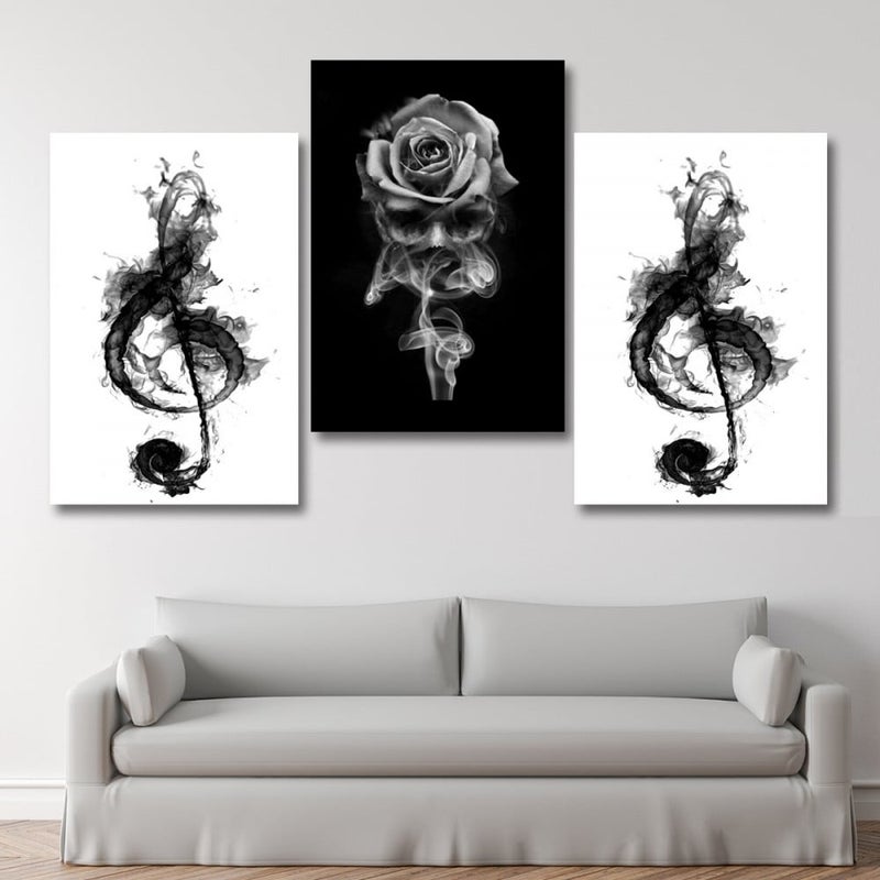 Marktna Three modern-designed canvas paintings with a hollow frame, measuring (150×70), three pieces - Image 1