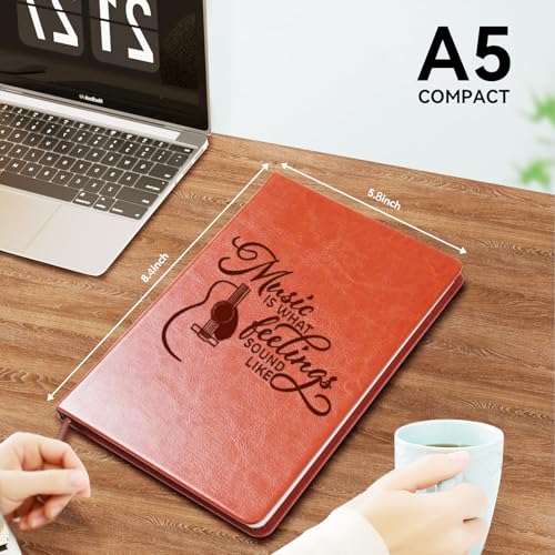 LBWCER Music is What Feelings Sound Like Leather Journal Notebook Music Teacher Gift Musical Note Charm Leather Journal Notebook Gift (Music) - Image 2