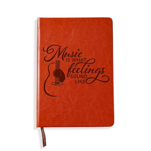 LBWCER Music is What Feelings Sound Like Leather Journal Notebook Music Teacher Gift Musical Note Charm Leather Journal Notebook Gift (Music) - Image 1