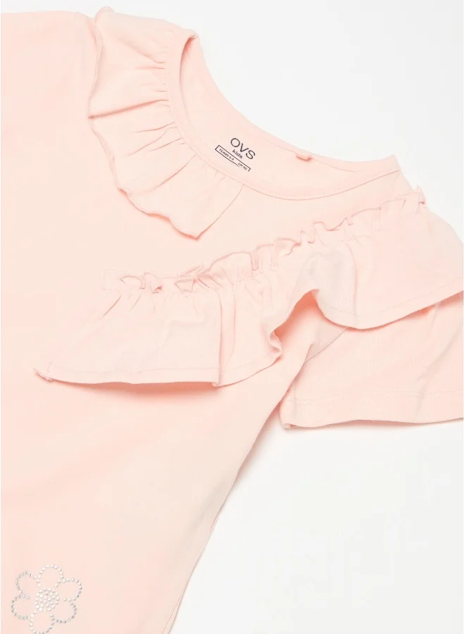 او في اس Ovs T-Shirt W/Ru Veiled Rose