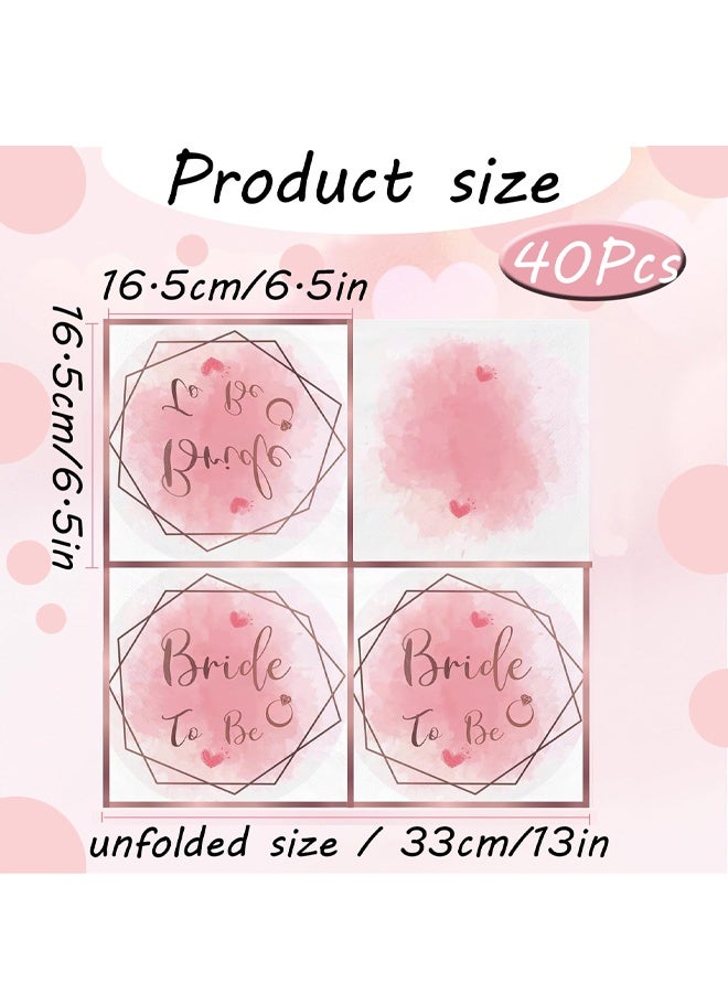 40Pcs Personalised Pink Wedding Napkins 16.5x16.5cm for Bridal Shower Hen Party Accessories, Elegant and Durable - Image 2