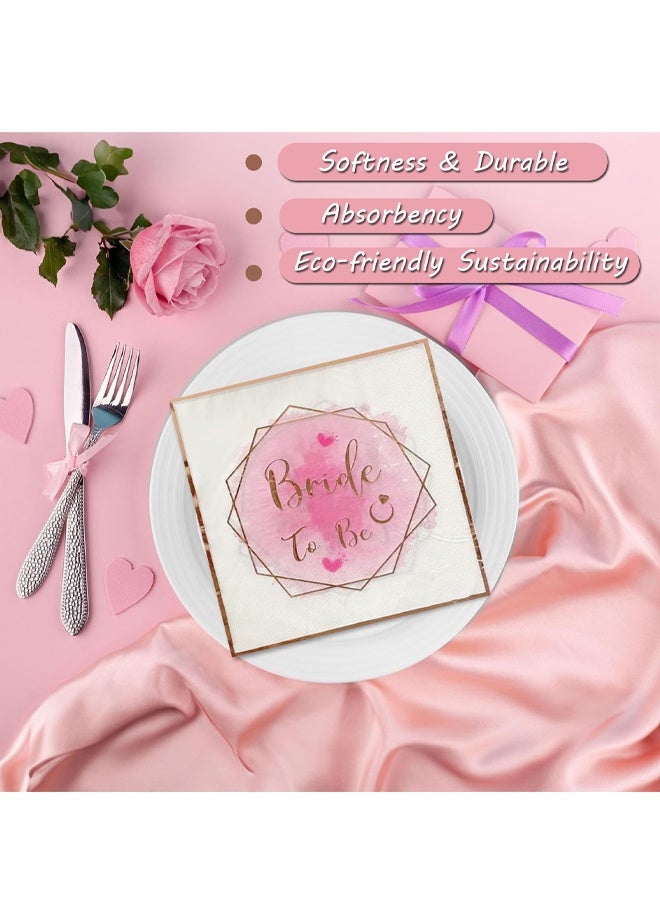 40Pcs Personalised Pink Wedding Napkins 16.5x16.5cm for Bridal Shower Hen Party Accessories, Elegant and Durable - Image 3