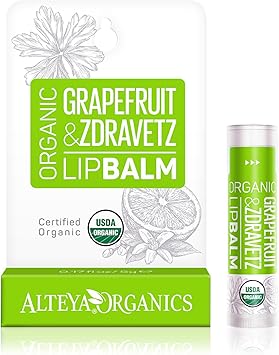 Alteya Organic Lip Balm Grapefruit Zdravetz Oil 45 g USDA Certified Organic Pure Natural Lip Care Based on a Carefully Selected Bouquet of Hydrating and Nourishing Botanical Oils and Butters - Image 1