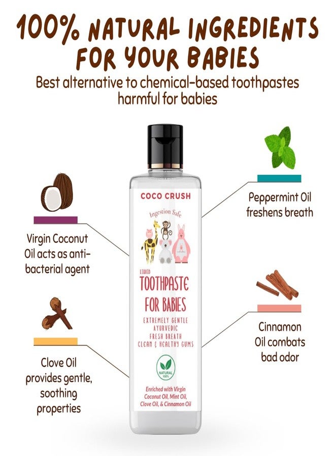 Coco Crush Combo of Virgin Coconut Oil, Toothpaste, & Finger Toothbrush for Babies | 100% Pure, Natural, Ingestion Safe, and Cold-Pressed (100ml Coconut Oil + 200ml Toothpaste + 1 brush) (300ml) - Image 2