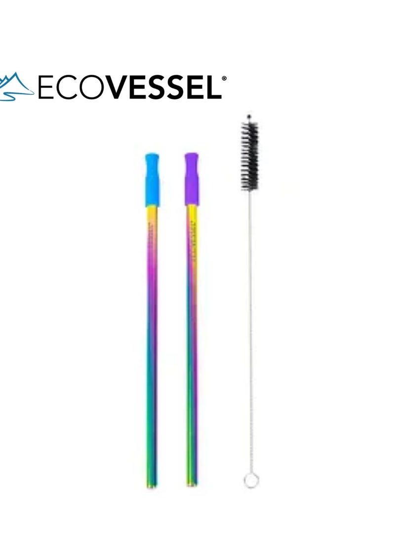 عبوة من قطعتين من قش الفولاذ المقاوم للصدأ