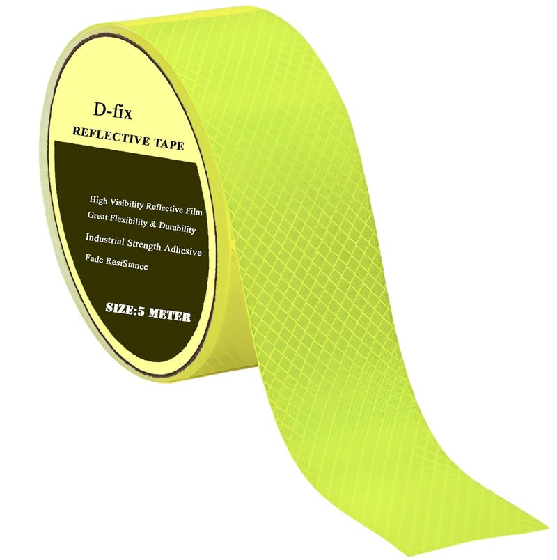 D-Fix ® شريط عاكس عالي الكثافة - 5 أمتار في الطول - 48 مم / 2 بوصة - لفة واحدة لكل عبوة - شريط تحذير عاكس للسيارات والدراجات والمركبات التجارية (أخضر نيون) - Image 1