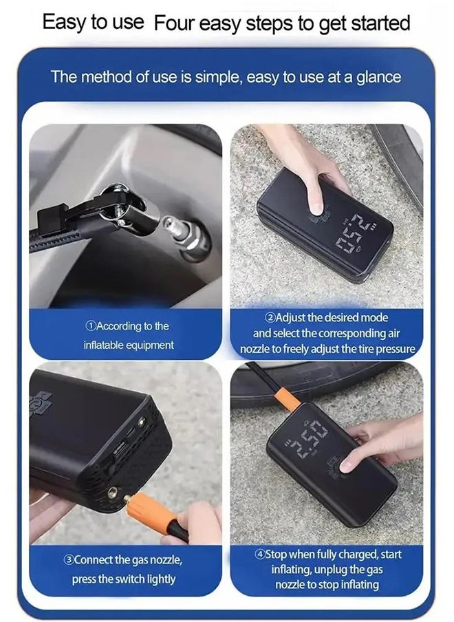 Garlo - Wireless Portable Inflator Pump - Fast and Easy Air Filling for Car Tires, Motorcycles, Bicycles, Balls, and Swimming Rings - Compact, Rechargeable, and Multi-Functional Design - Image 1