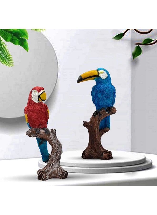 Xtore Parrot Love Couple Vastu Bird Figurine Showpiece Sitting on Tree for Home Decor (Pack of 1, Multicolor) - Image 1