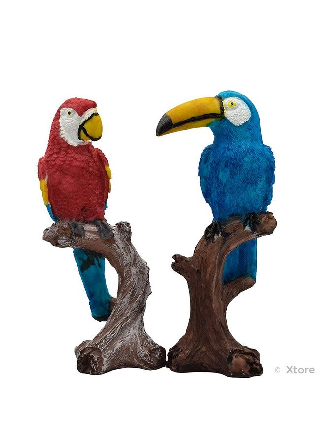 Xtore Parrot Love Couple Vastu Bird Figurine Showpiece Sitting on Tree for Home Decor (Pack of 1, Multicolor) - Image 2