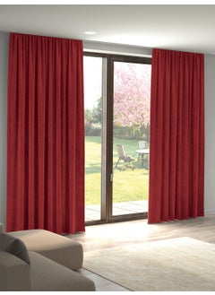 Velvet Textured Metallic Red Island Curtain Extrafor Pleated - pzsku/ZD3679309FCC906D856ADZ/45/_/1737476137/15dae362-e109-43f4-8fc2-577ce9976f50