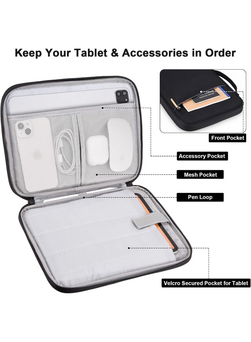 9-11 Inch iPad Carrying Case, Padded Travel Tablet Sleeve Bag for iPad Pro 11-in (M4), iPad 10.9 (10th Gen), iPad Air 11-in (M2), Galaxy Tab S9/S8 (Black-11) - Image 1