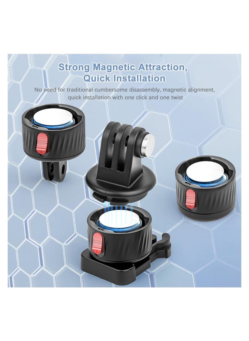 SYOSI - Magnetic Suction Adapter Tripod Adapter Quick Release Base Mount Action Camera Accessories Screws Free with Magnetic Base Compatible with 11/10/9/8/7 Insta 360 AKASO DJI Action - Image 1