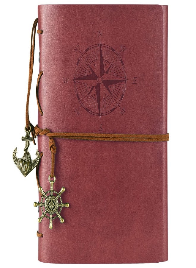 MALEDEN Leather Journal Refillable, Premium Spiral Notebook Classic Binder Vintage Embossed Travelers Journal with Blank Paper and Retro Pendants (Red) - Image 1