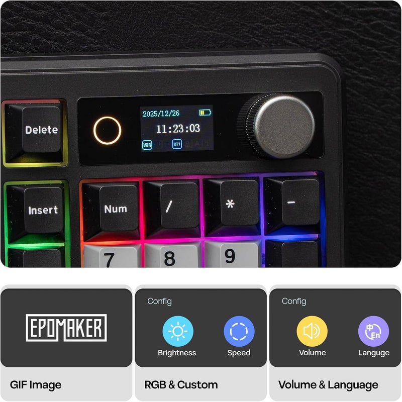 EPOMAKER TH99 PRO 96% Mechanical Keyboard with Screen & Knob, 10000mAh, 2.4Ghz/BT, Hot Swap, Custom Driver, RGB Backlight, PBT Keycap, Wireless Gaming Keyboard for PC/Mac (Black, Creamy Jade) - Image 3