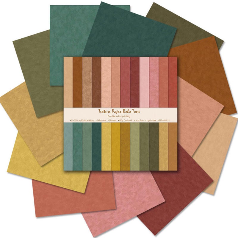 Colabrili Scrapbook Paper 12x12 Brown, 24 Sheets/24 Designs Double-Sided Bohemian Patterned Craft Paper, Boho Tone Decorative Paper for Junk Journals Greeting Cards Photo Album Decoration (Boho Tone, 12x12 in) - Image 1