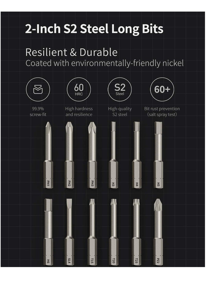 SOLARAE Electric Screwdriver, 3.6V Cordless Screwdrive Set, All-in-One Design, USB-C Charging Cable, Manual & Electric, LED Shadowless Light, 3 Torque, 5N.m 1500mAh, 12Pcs Bit for Electrical Repairs - Image 5
